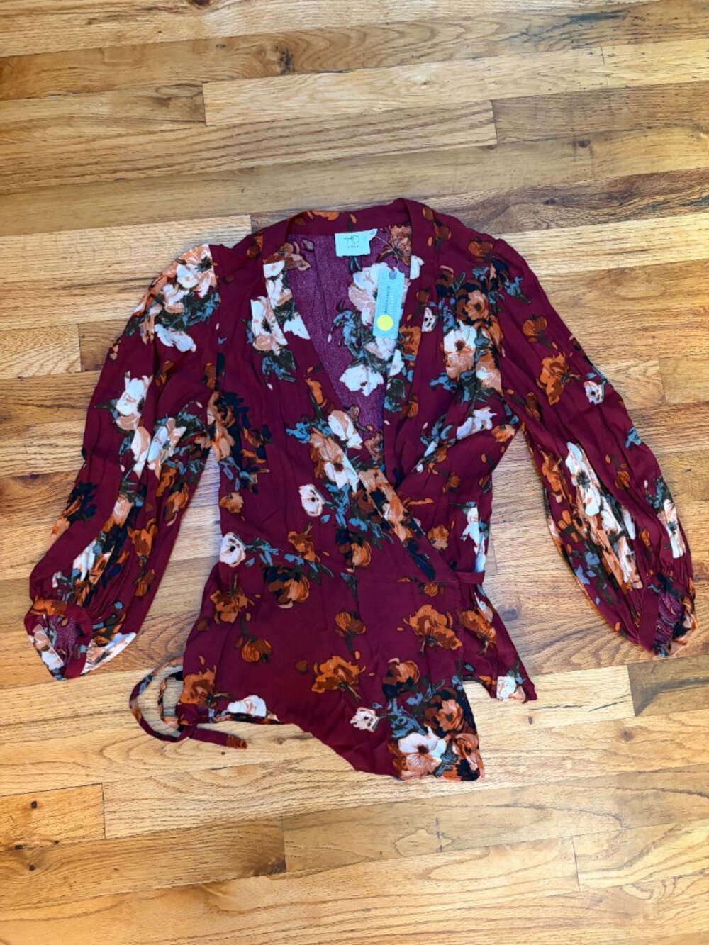 Anthropologie “HD in paris” Floral blouse with tie size 8 petite NWT